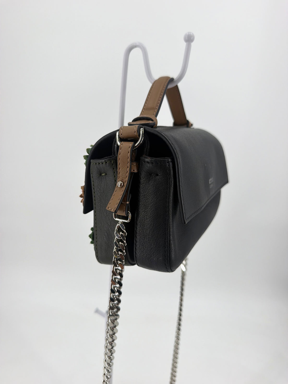 Fendi Baguette Flowerland Embellished Floral Studded Bag Black