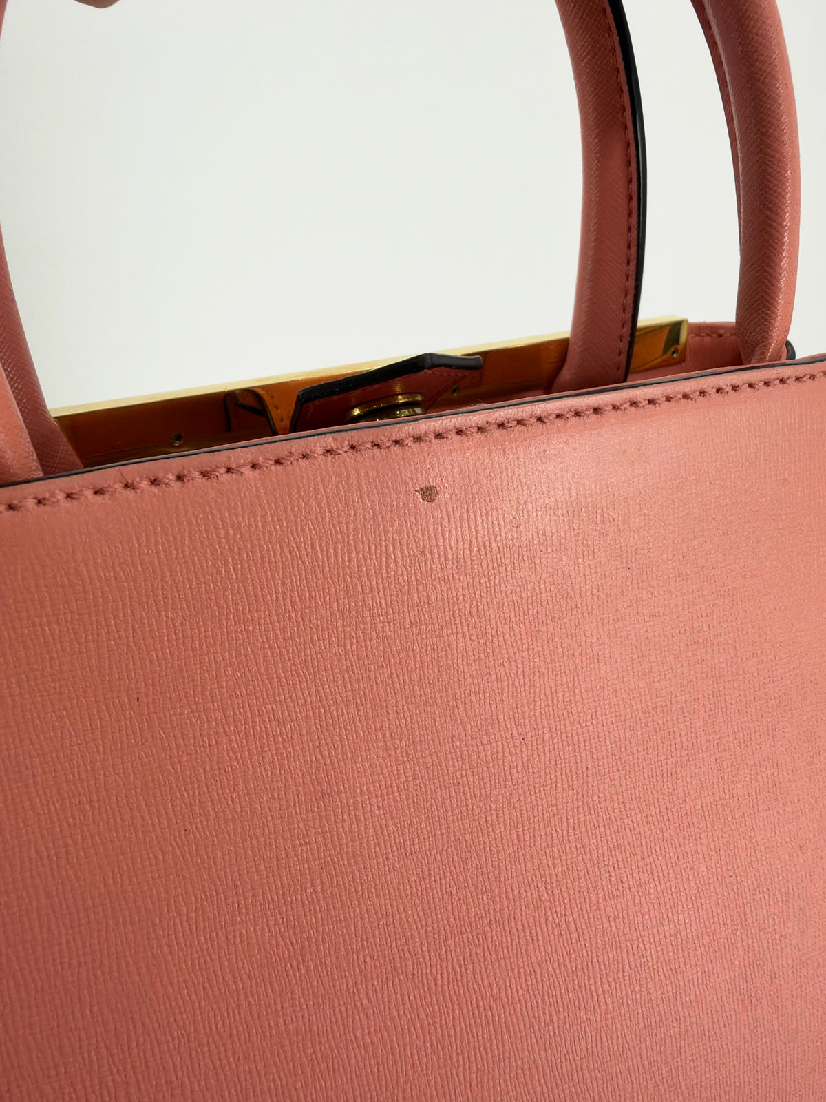 Fendi Petite 2Jours Pink Saffiano Leather Tote Crossbody Strap