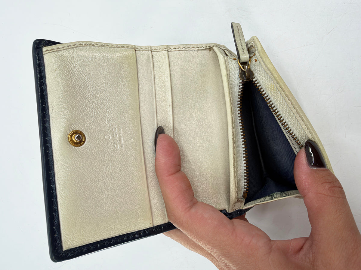 Gucci GG Marmont Torchon White Leather Card Case Mini Wallet