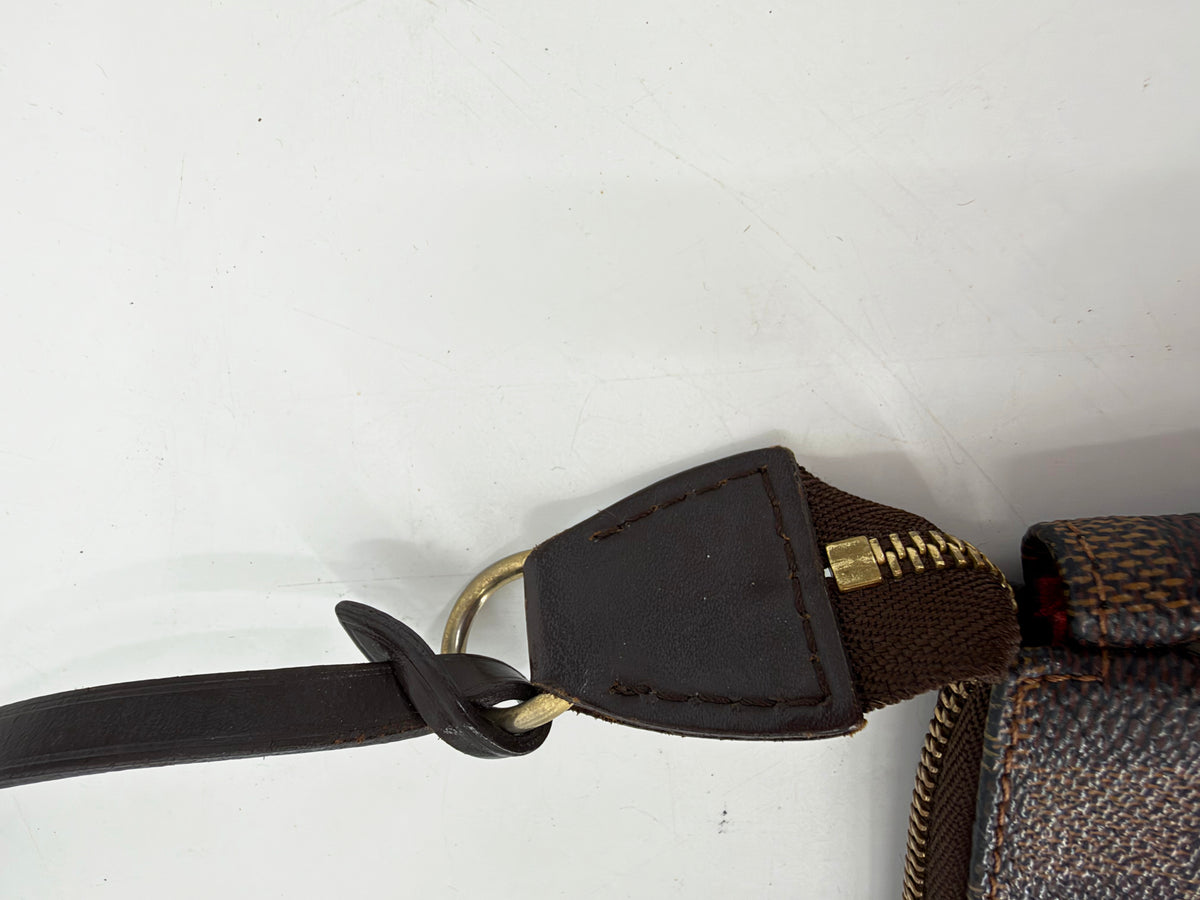 Louis Vuitton Damier Ebene Pochette Accessoires Brown Leather Strap
