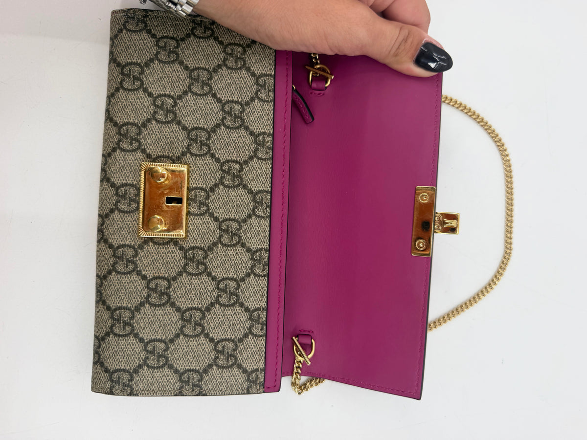 Gucci Padlock GG Supreme Red Leather Long Continental Wallet