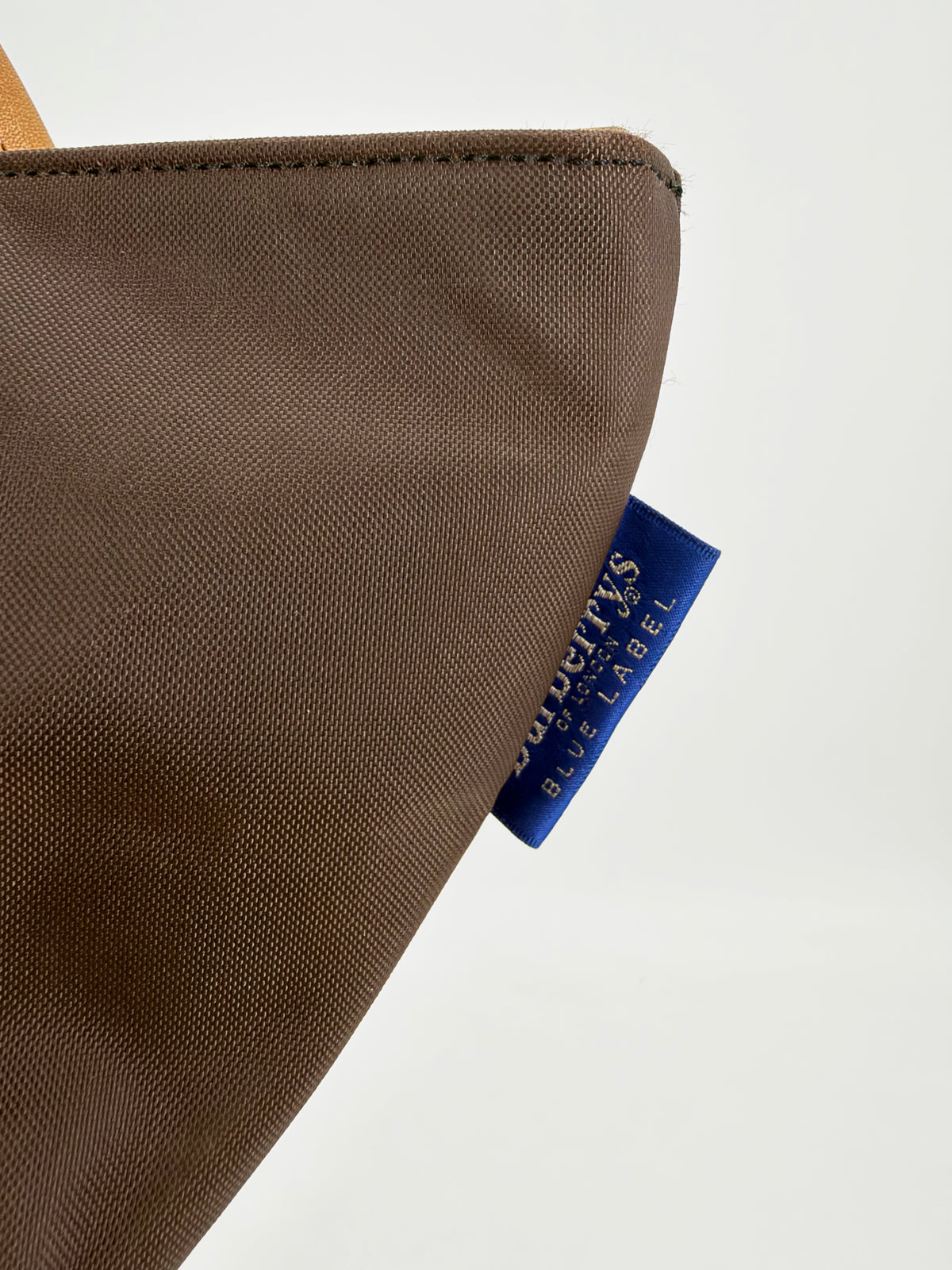 Burberry Blue Label Mini Nylon Tote Brown Tan Leather Handles