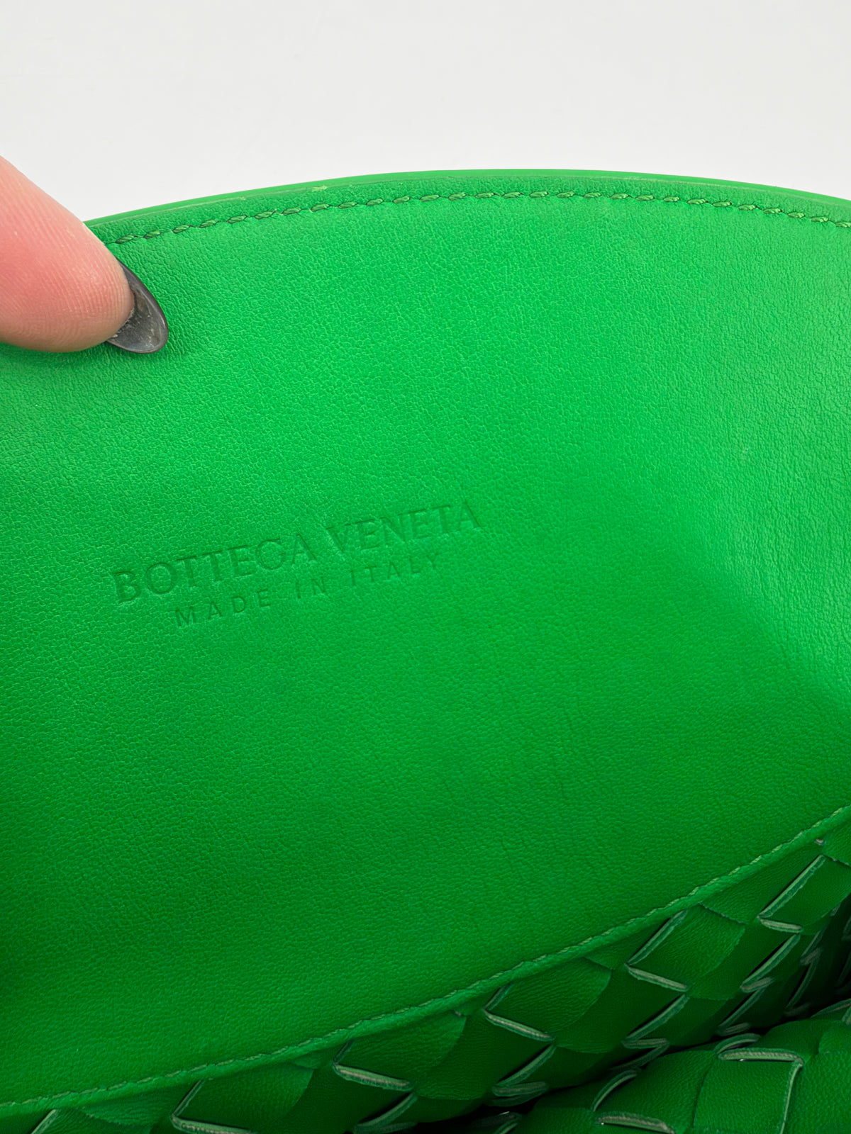 Bottega Veneta Intrecciato Green Patent Woven Shoulder Bag