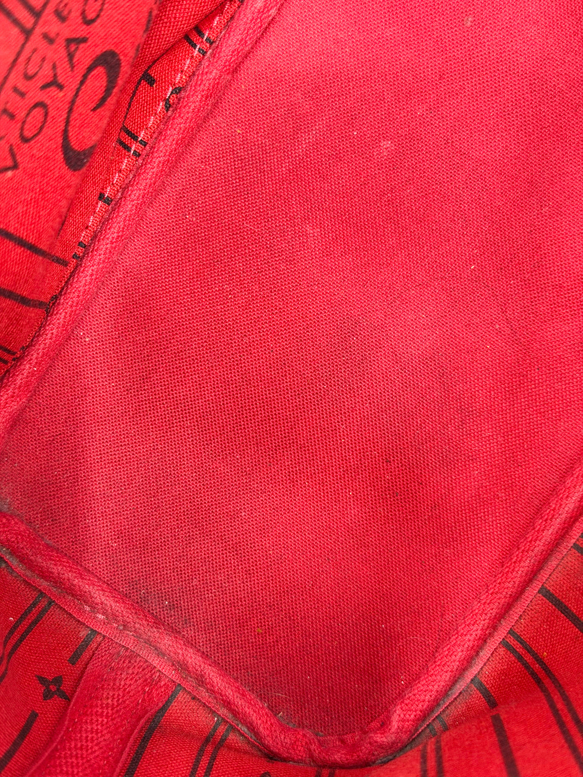 Louis Vuitton Damier Ebene Neverfull PM Tote Red Interior