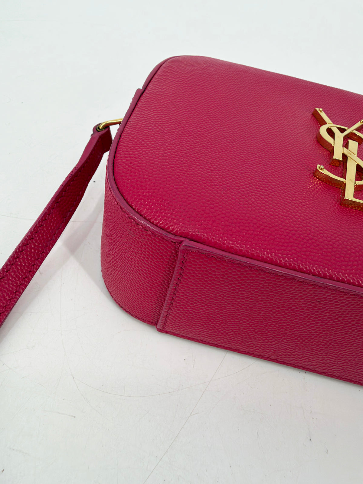 Saint Laurent Small Monogram Camera Bag Hot Pink Grain de Poudre Crossbody YSL