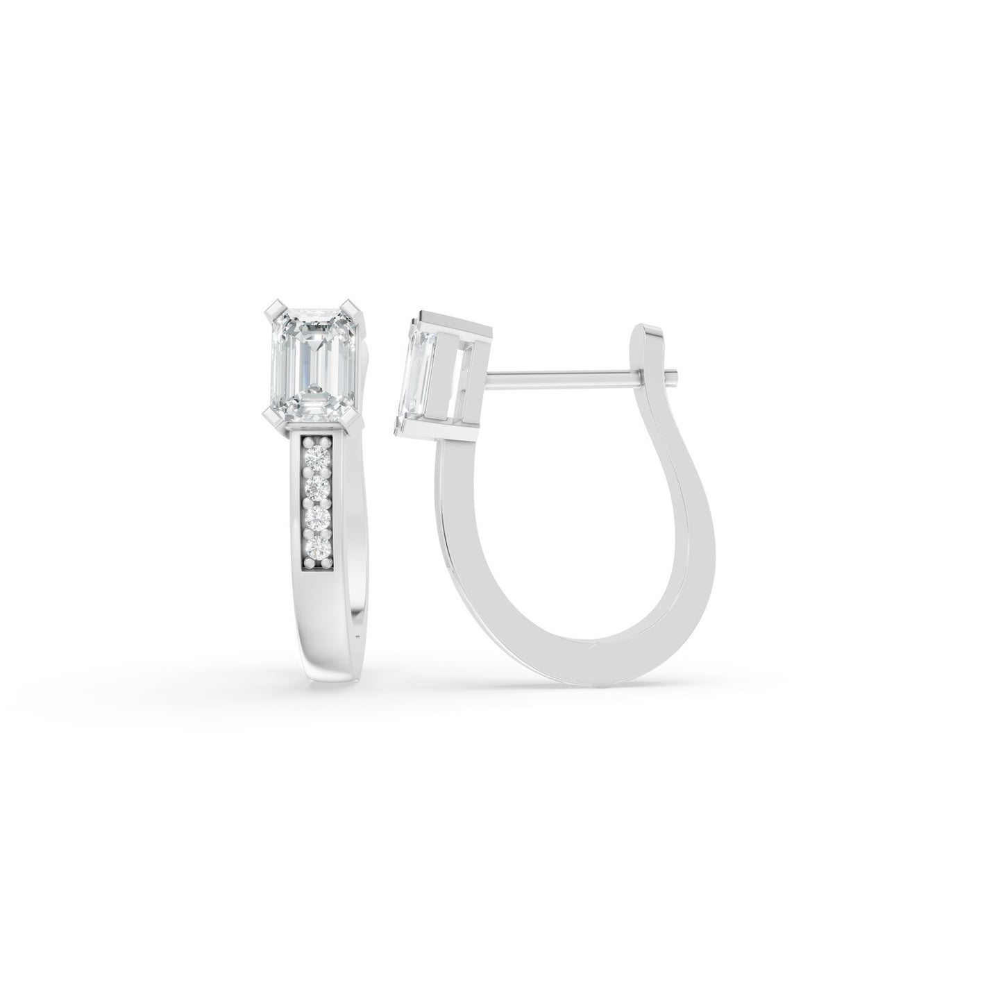 0.65 ctw 14K White Gold Diamond Huggie Hoop Earrings