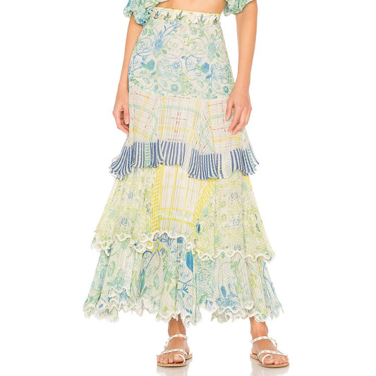 Hermant & Nandita Floral Print Ruffle Tiered Odyssey Midi Skirt