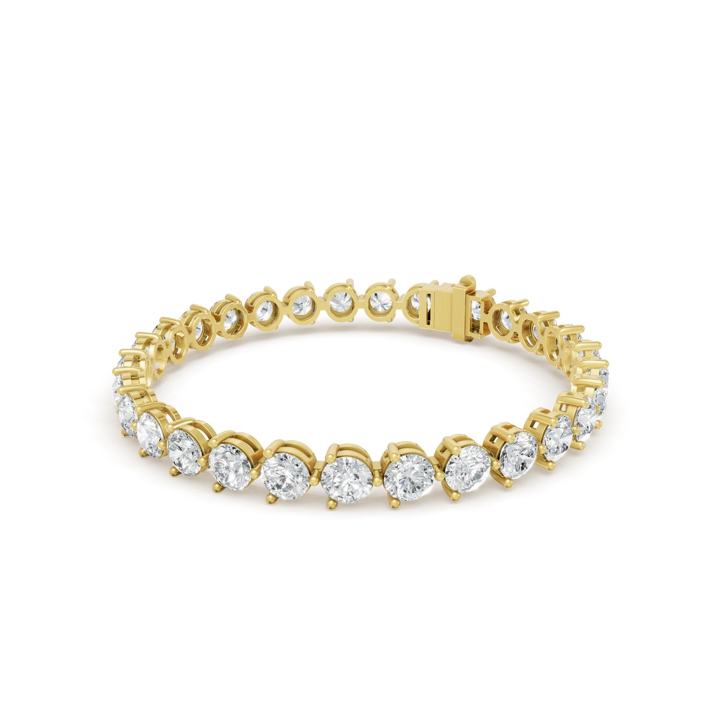14.90 ctw Diamond 3 Prong Bracelet 14K Yellow Gold Tennis Bracelet