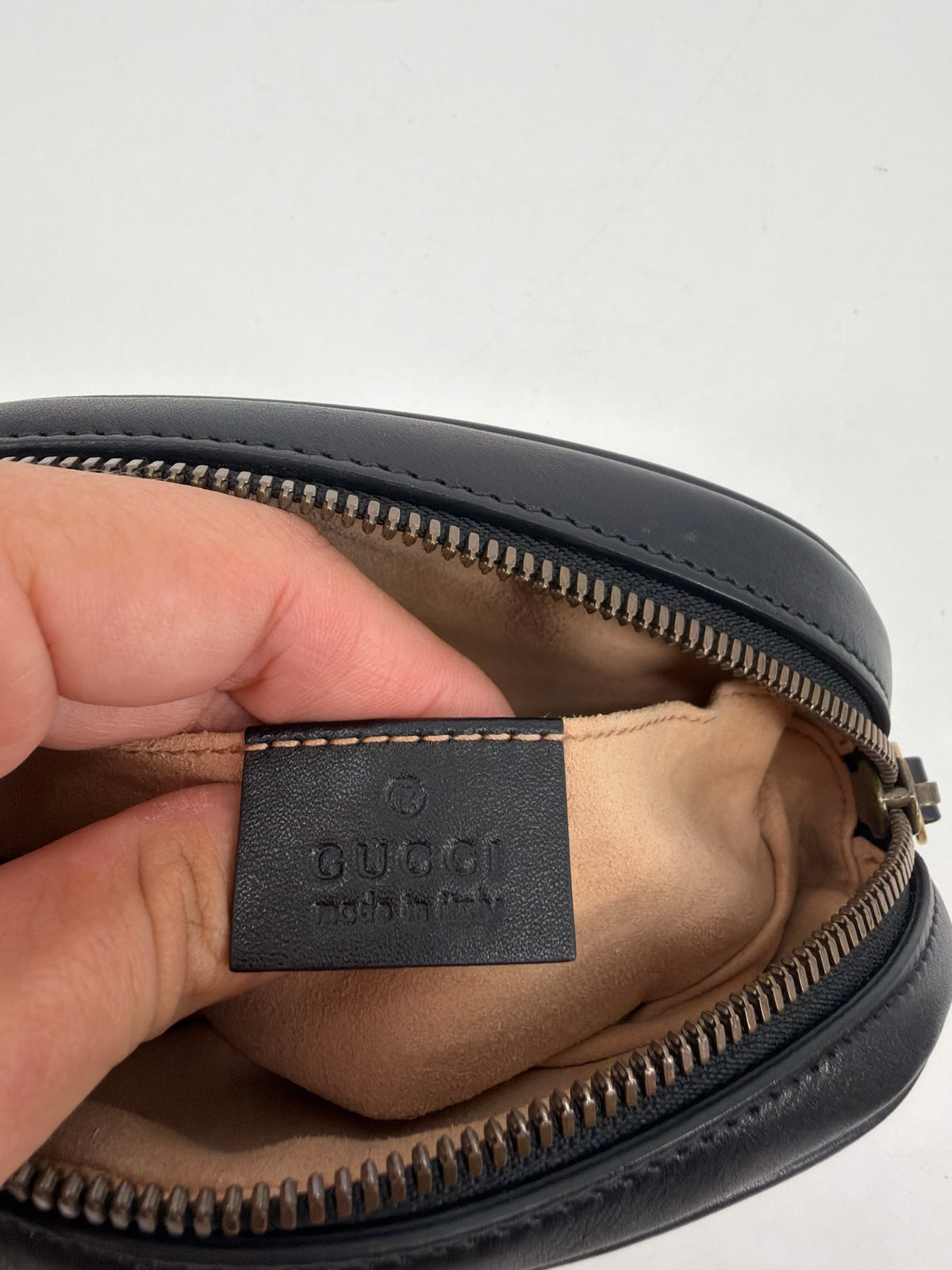 Gucci GG Marmont Matelasse Black Leather Belt Bag Gold GG
