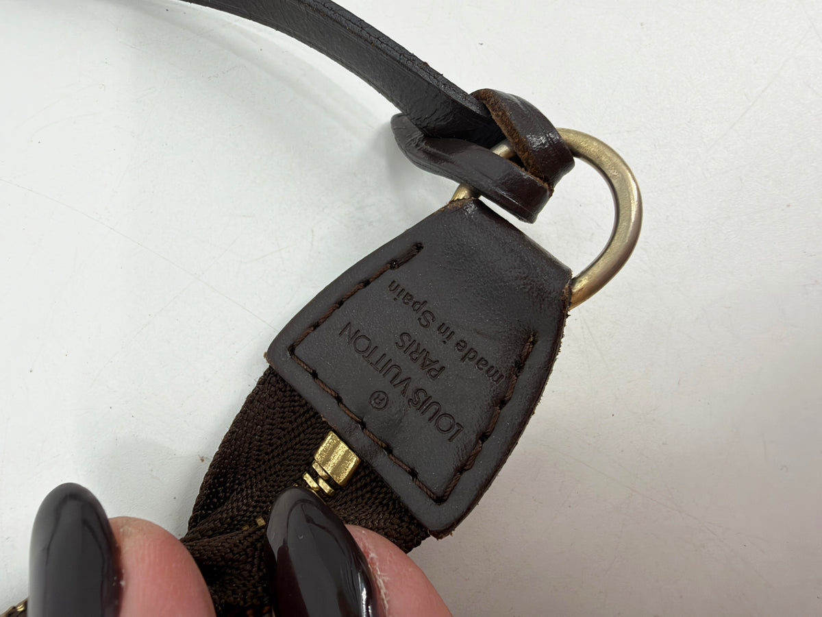 Louis Vuitton Damier Ebene Pochette Accessoires Brown Leather Strap