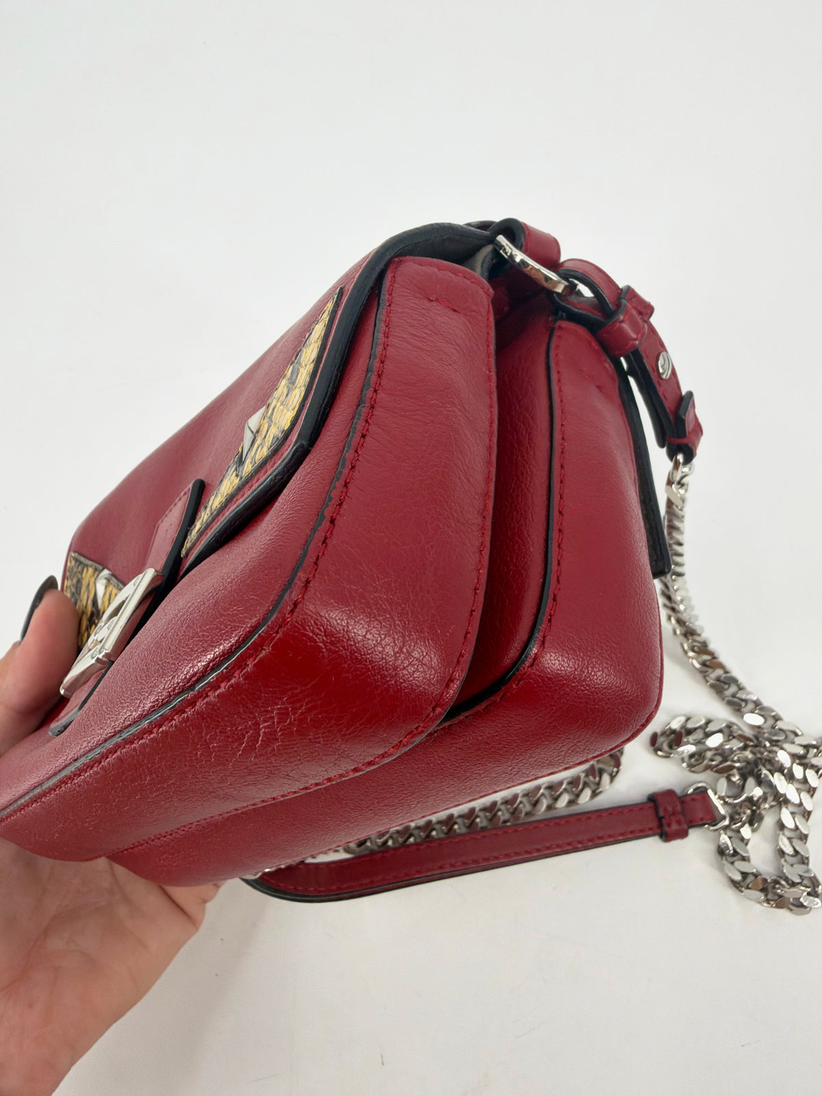 Fendi Monster Bag Bugs Eyes Red Leather Micro Baguette