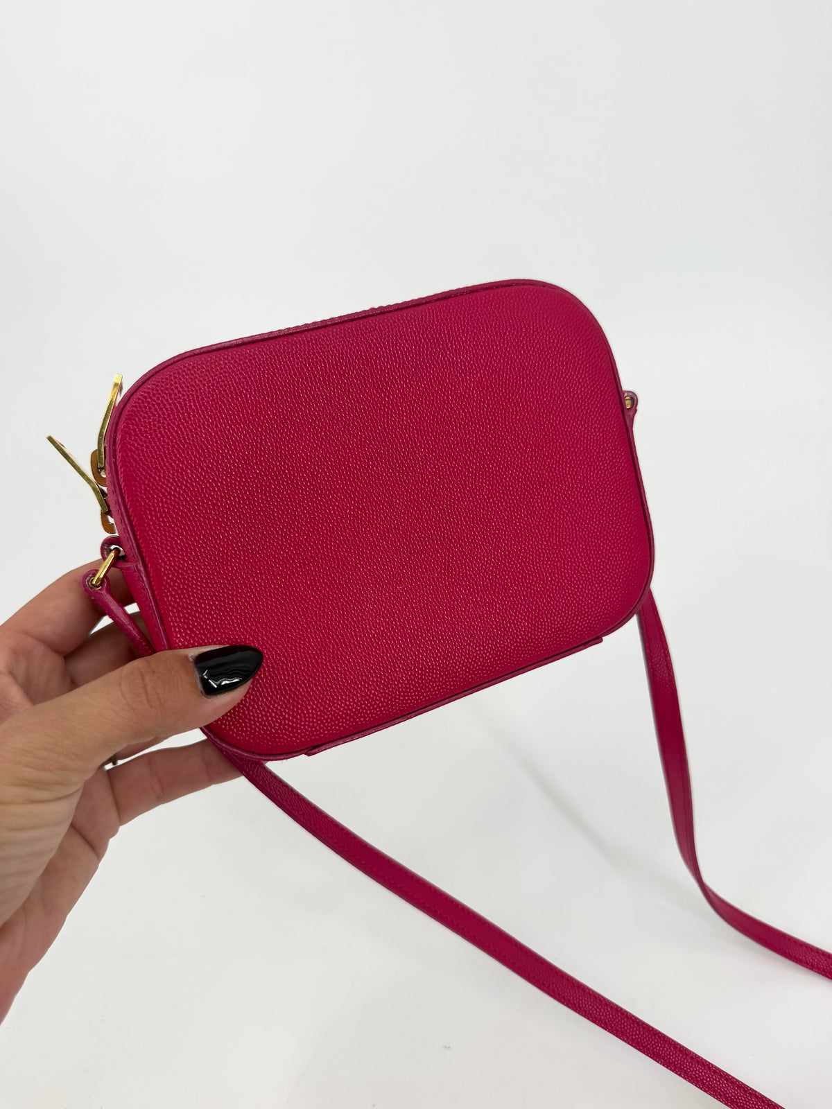 Saint Laurent Small Monogram Camera Bag Hot Pink Grain de Poudre Crossbody YSL
