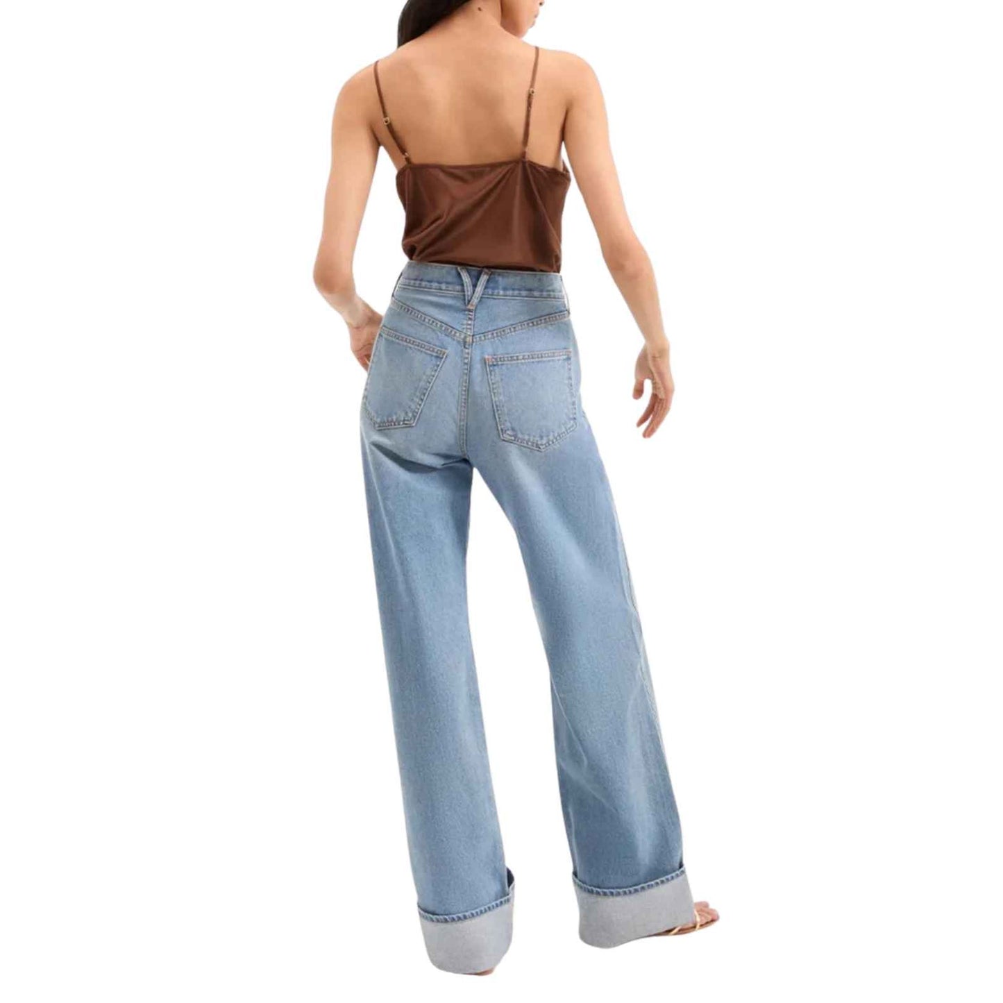 Veronica Beard Taylor High Rise Wide Leg Cuffed Jeans Bright Nova