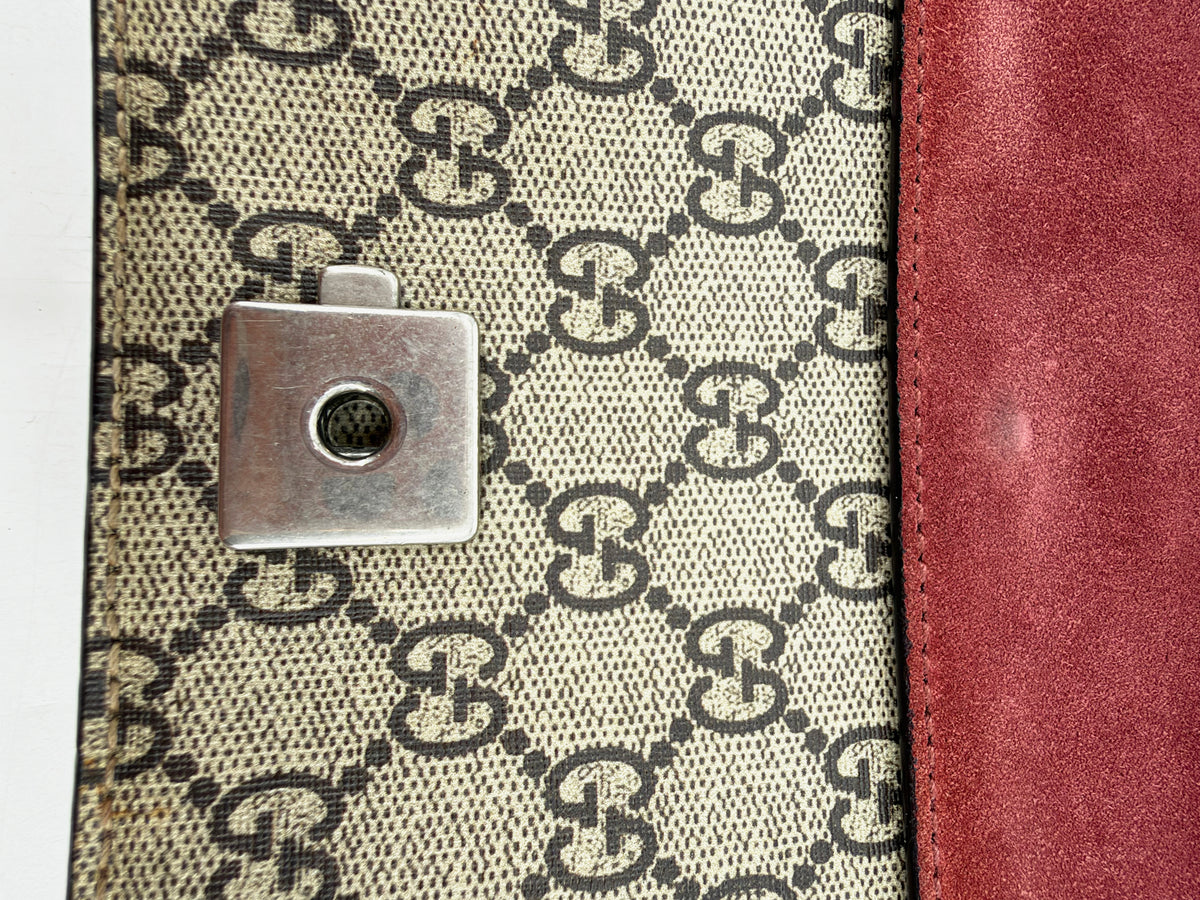 Gucci Dionysus GG Supreme Blooms Floral Shoulder Bag Red Suede