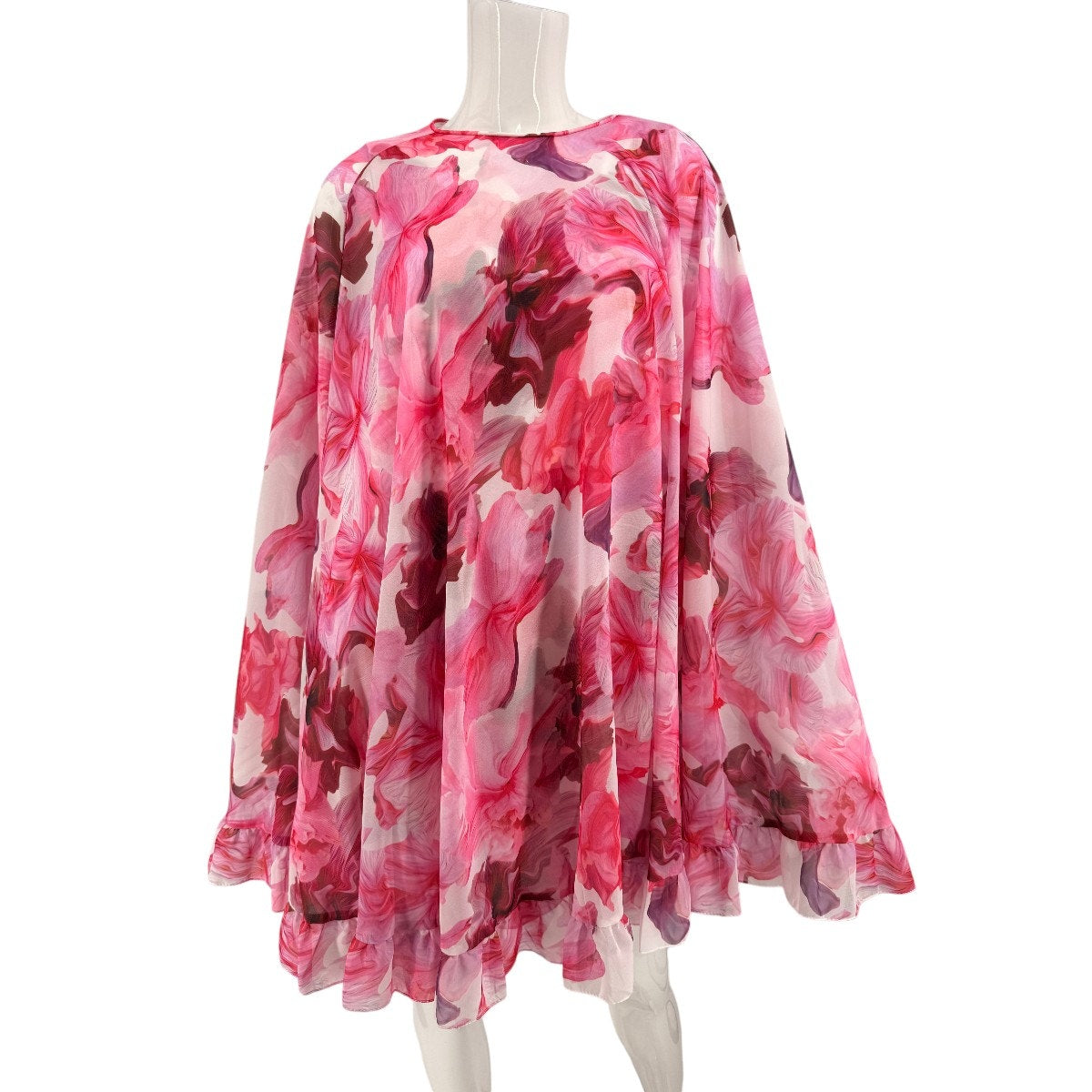 Ieena for Mac Duggal Floral Cape Sleeve Mini Dress