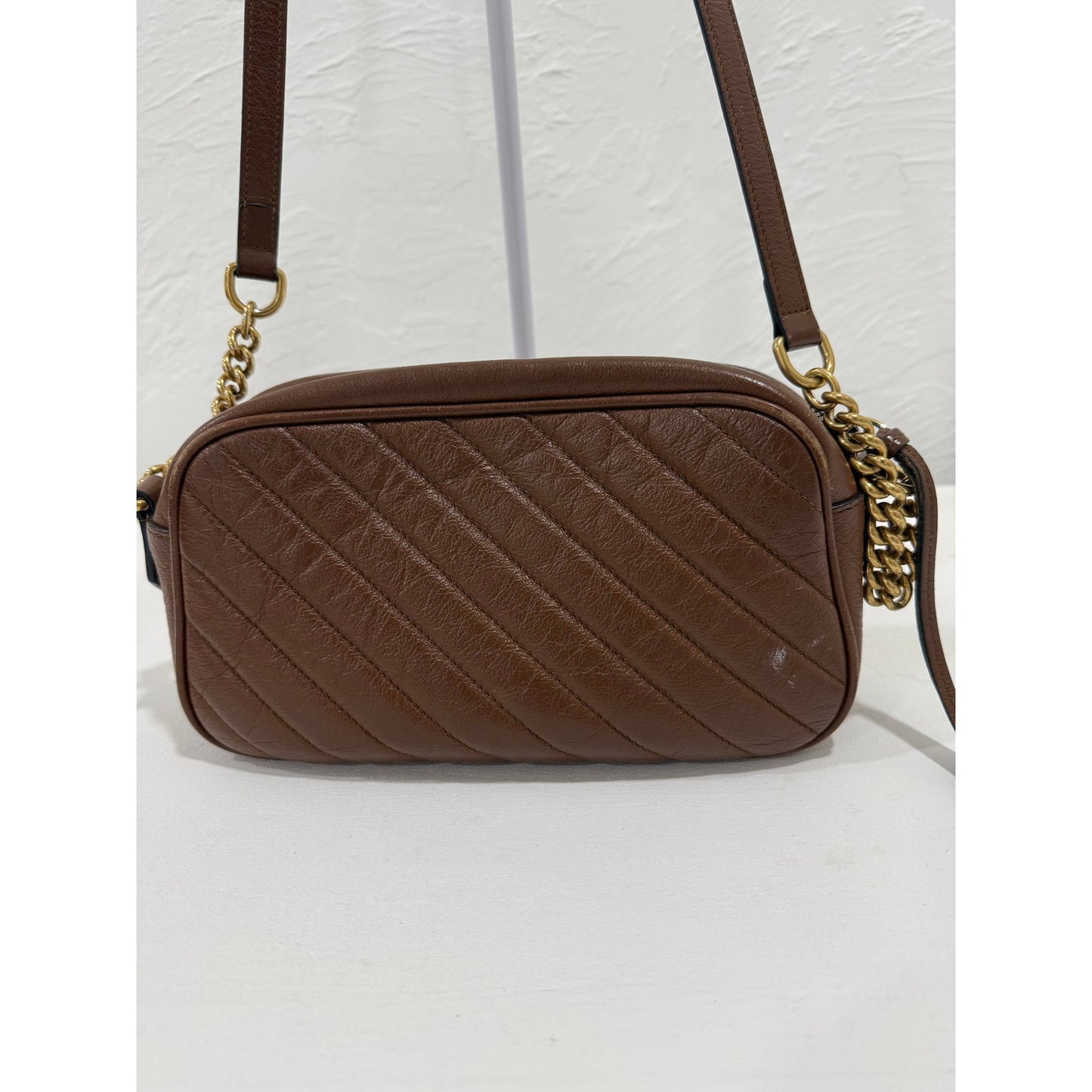 Gucci Calfskin Matelassé GG Marmont Logo Accent Small Shoulder Bag