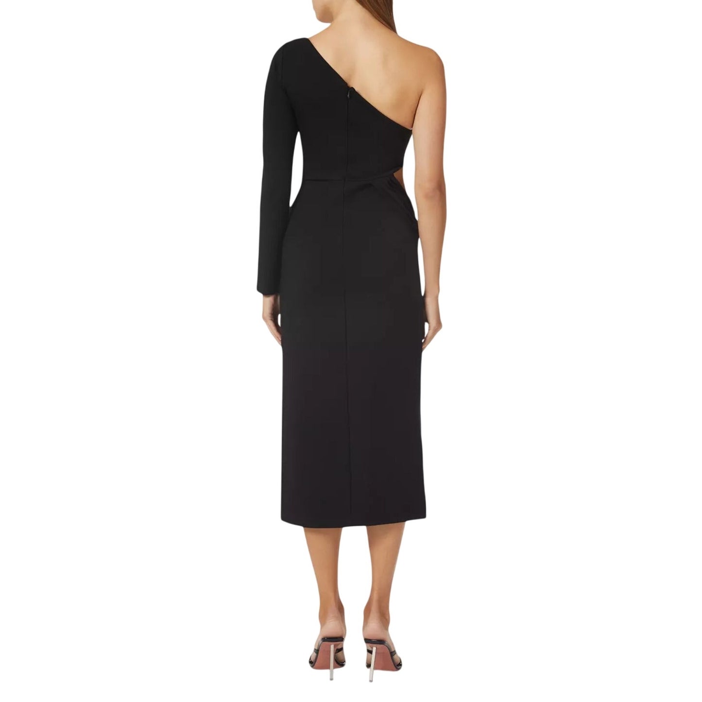 Alexis Royale One Shoulder Cut Out Crepe Midi Dress