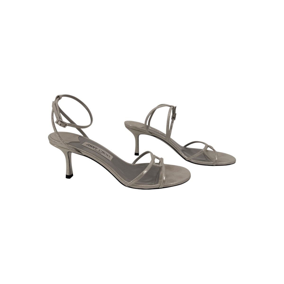 Jimmy Choo Leather Metallic Leo 65mm Ankle Strap Sandals