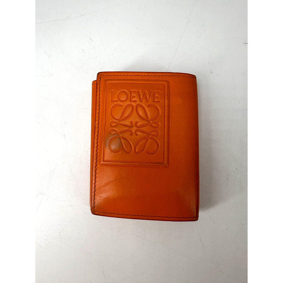 Loewe Anagram Embossed Leather Compact Wallet Orange