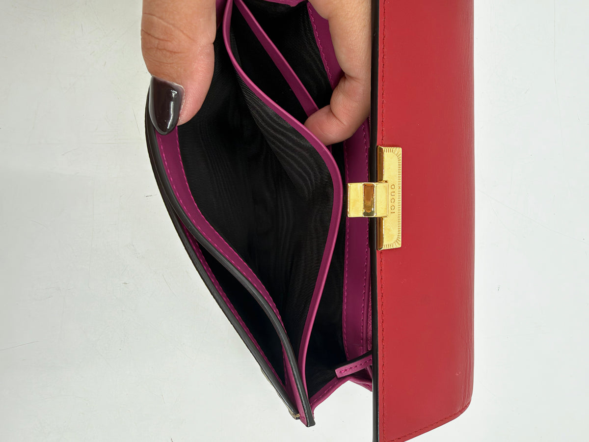 Gucci Padlock GG Supreme Red Leather Long Continental Wallet
