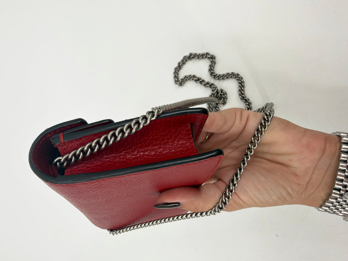 Gucci Dionysus Super Mini Red Leather Bag Crystal Tiger Head