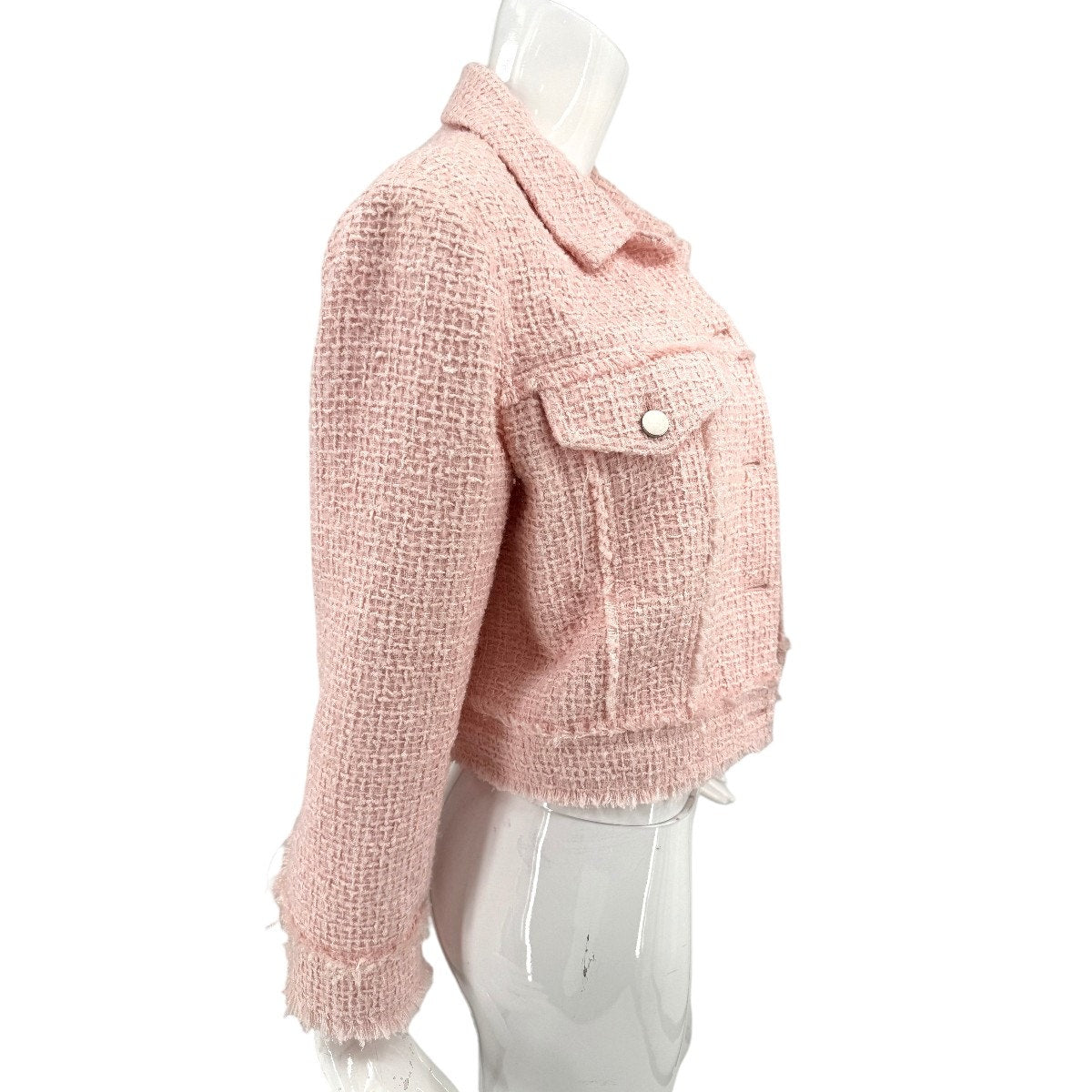 Alice + Olivia Tweed Collated Button Front Crop Jacket
