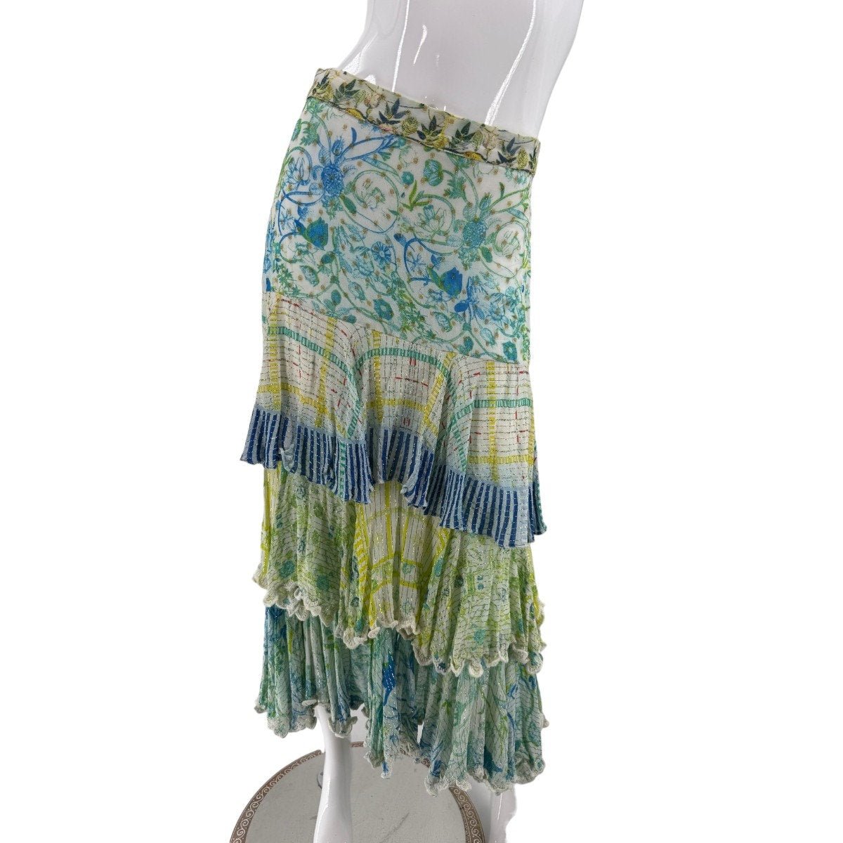 Hermant & Nandita Floral Print Ruffle Tiered Odyssey Midi Skirt
