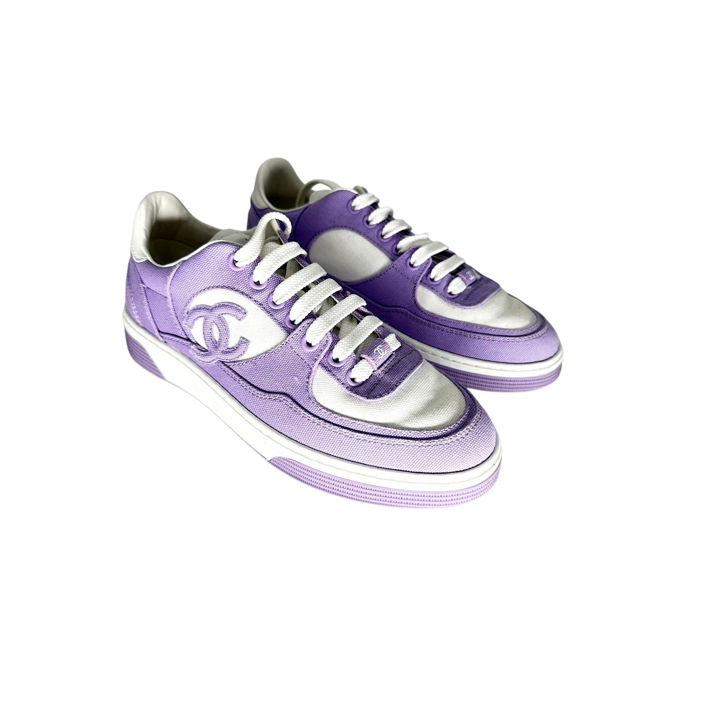 Chanel Interlocking CC Logo Lace Up Sneakers