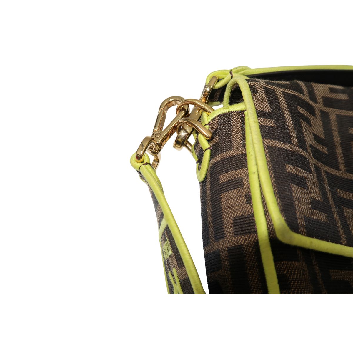 Fendi Zucca Embroidered FF Logo Canvas Baguette Shoulder Bag