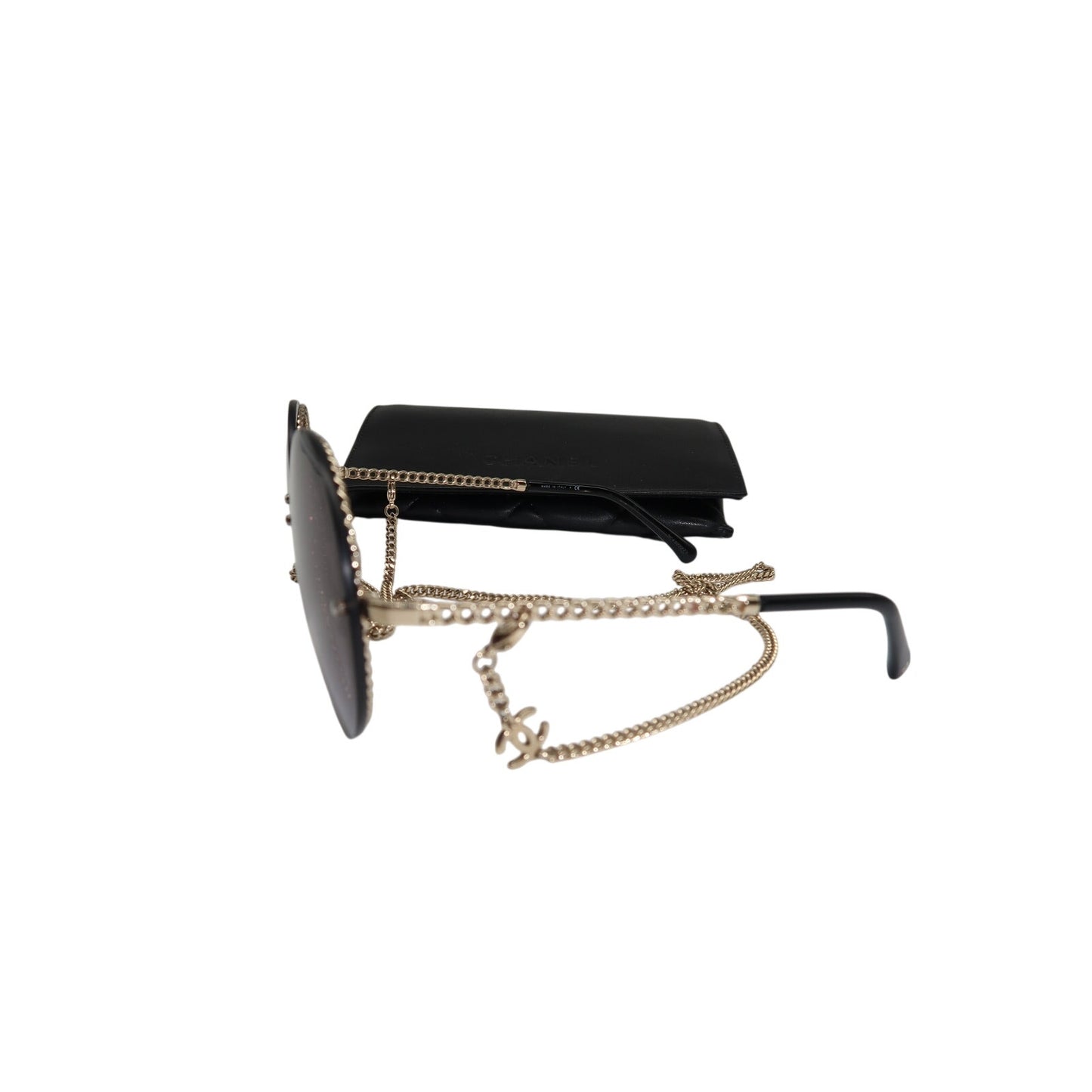 Chanel CH4245 Triple Chain Round Sunglasses Black