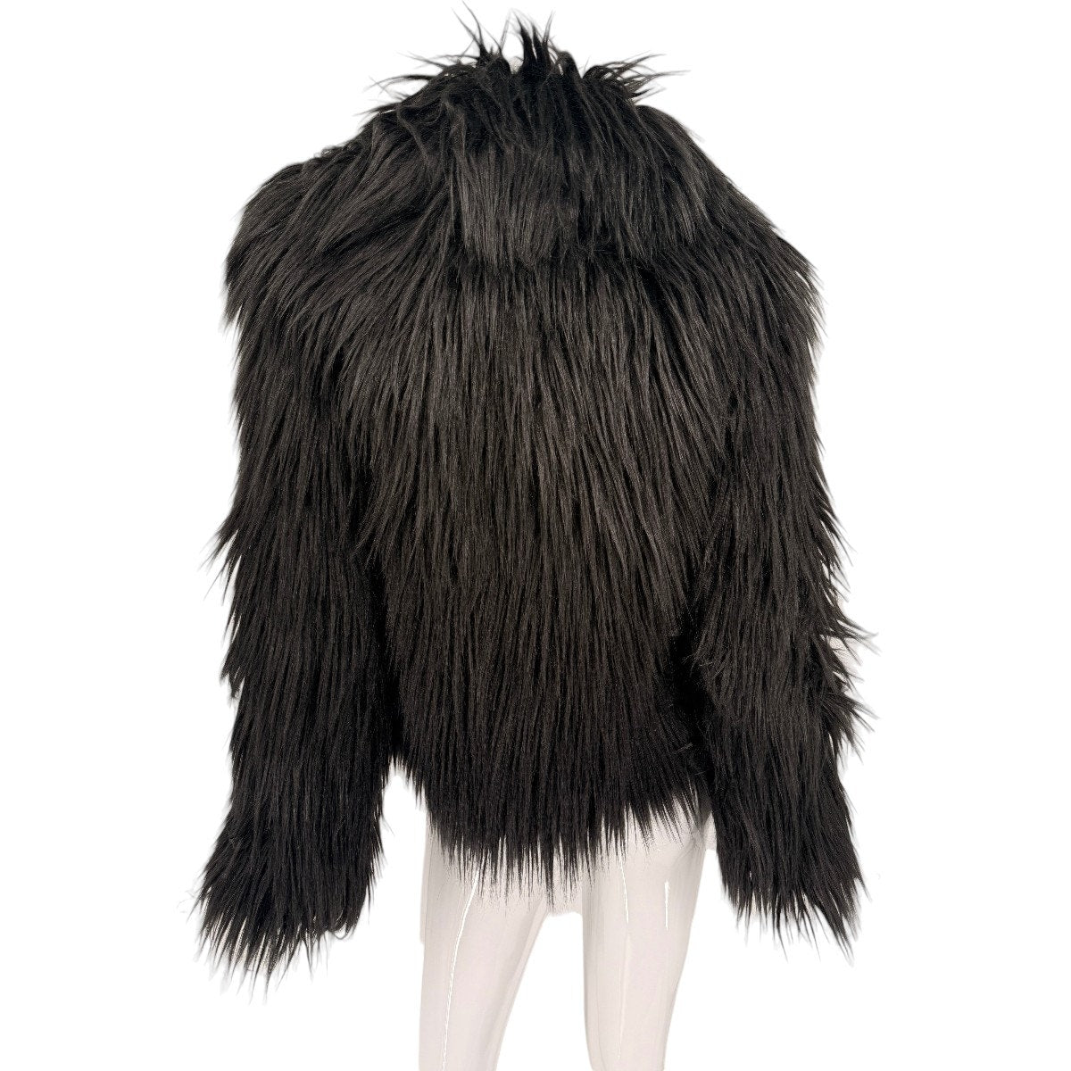 Milly Cole Faux Fur Jacket Black Shaggy Coat Size 0