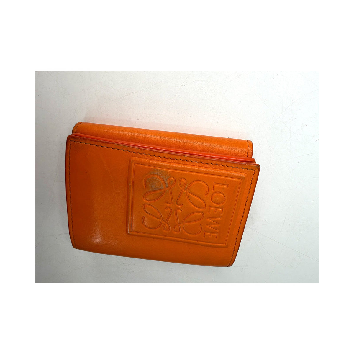 Loewe Anagram Embossed Leather Compact Wallet Orange