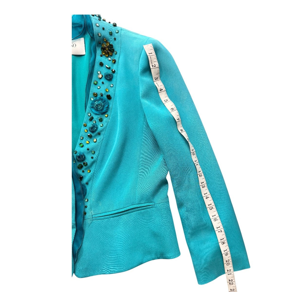 Valentino Silk Embellished Ruffle Open Front Blazer Jacket