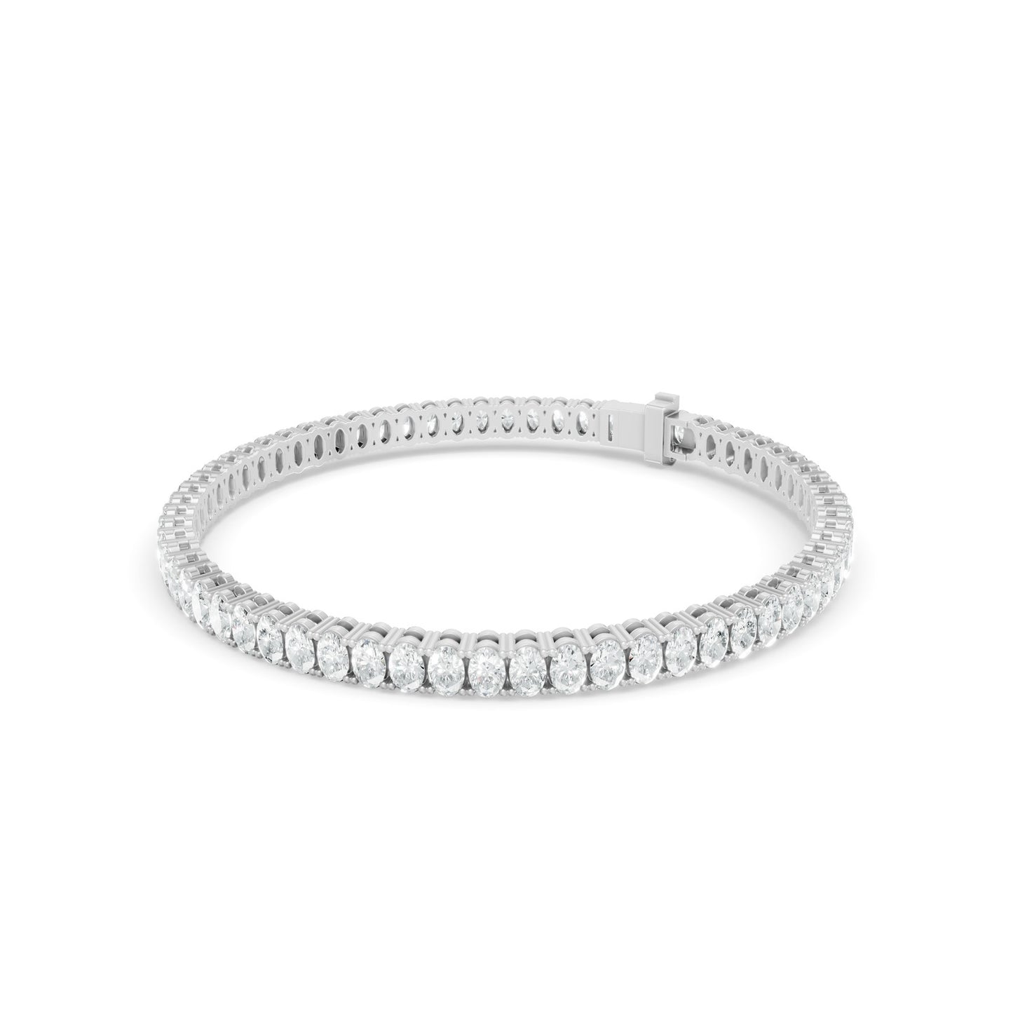 7.11 ctw Diamond Oval Braclate 14K White Gold Tennis Bracelet