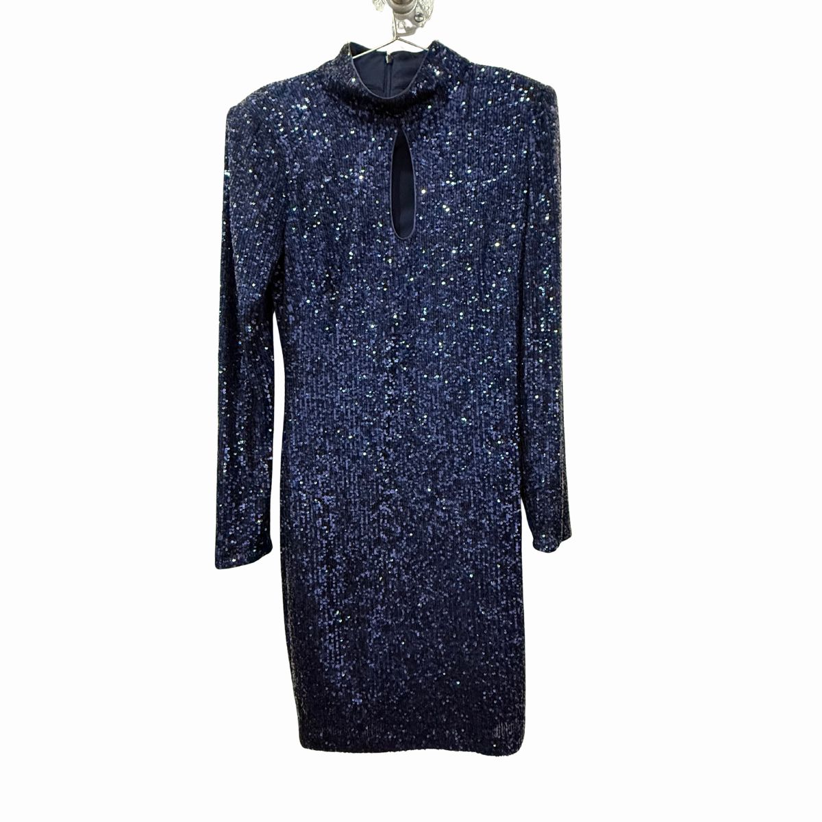 Vince Camuto Sequin Mock Neck Keyhole Sheath Mini Dress