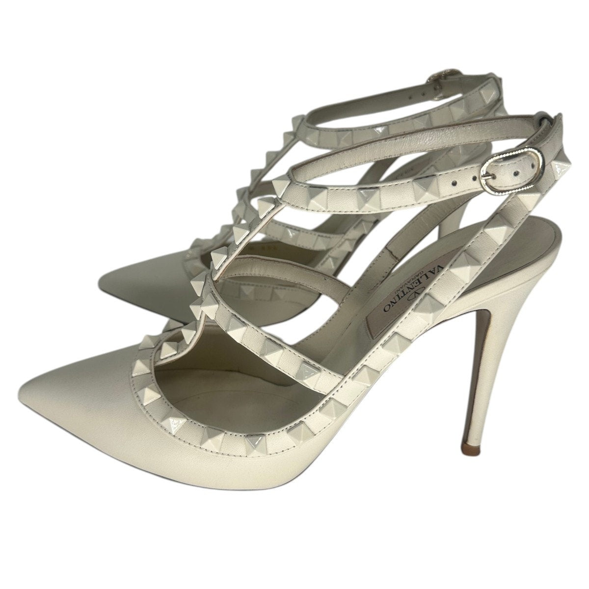 Valentino Leather Rockstud Ankle Strap Pointed Toe Sandals