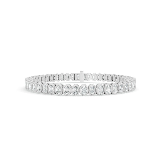 5.21 ctw Diamond Oval Bazzel Braclate 14K White Gold Tennis Bracelet