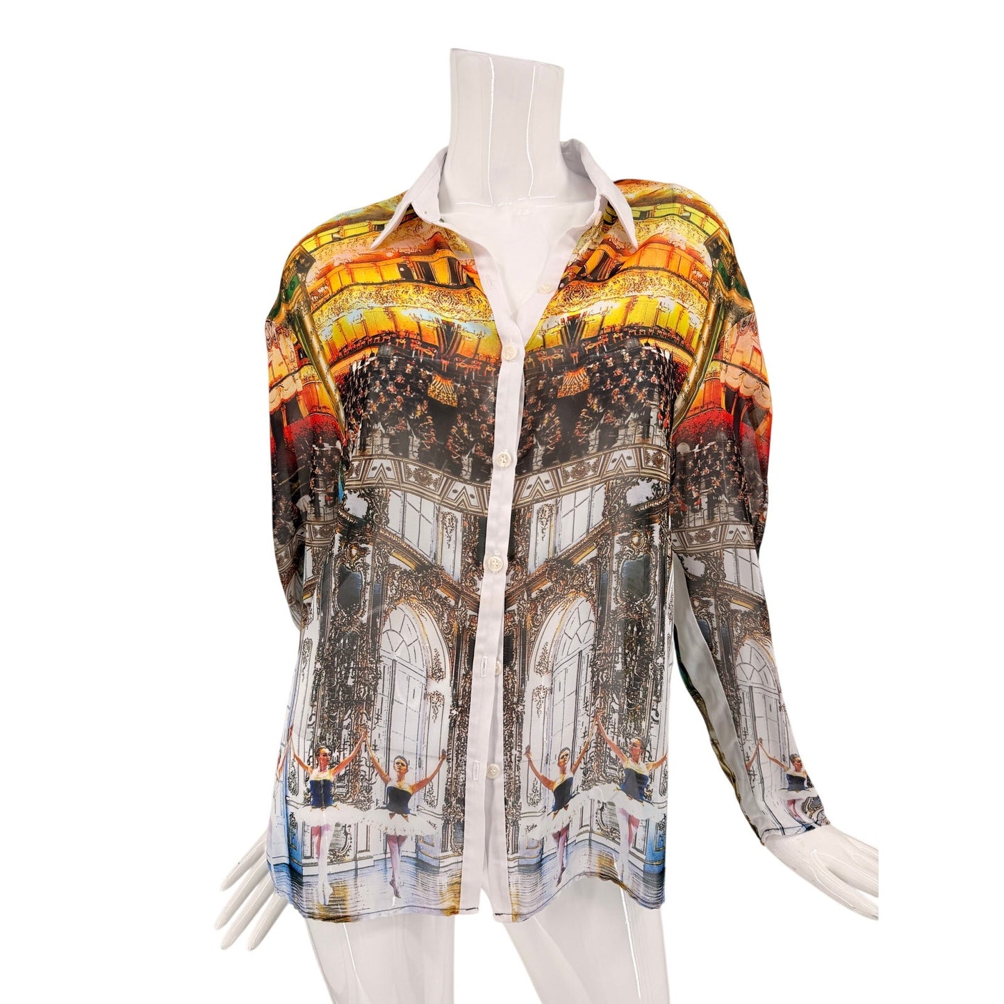 Clover Canyon Graphic Print Collared Button Front Long Sleeve Shirt