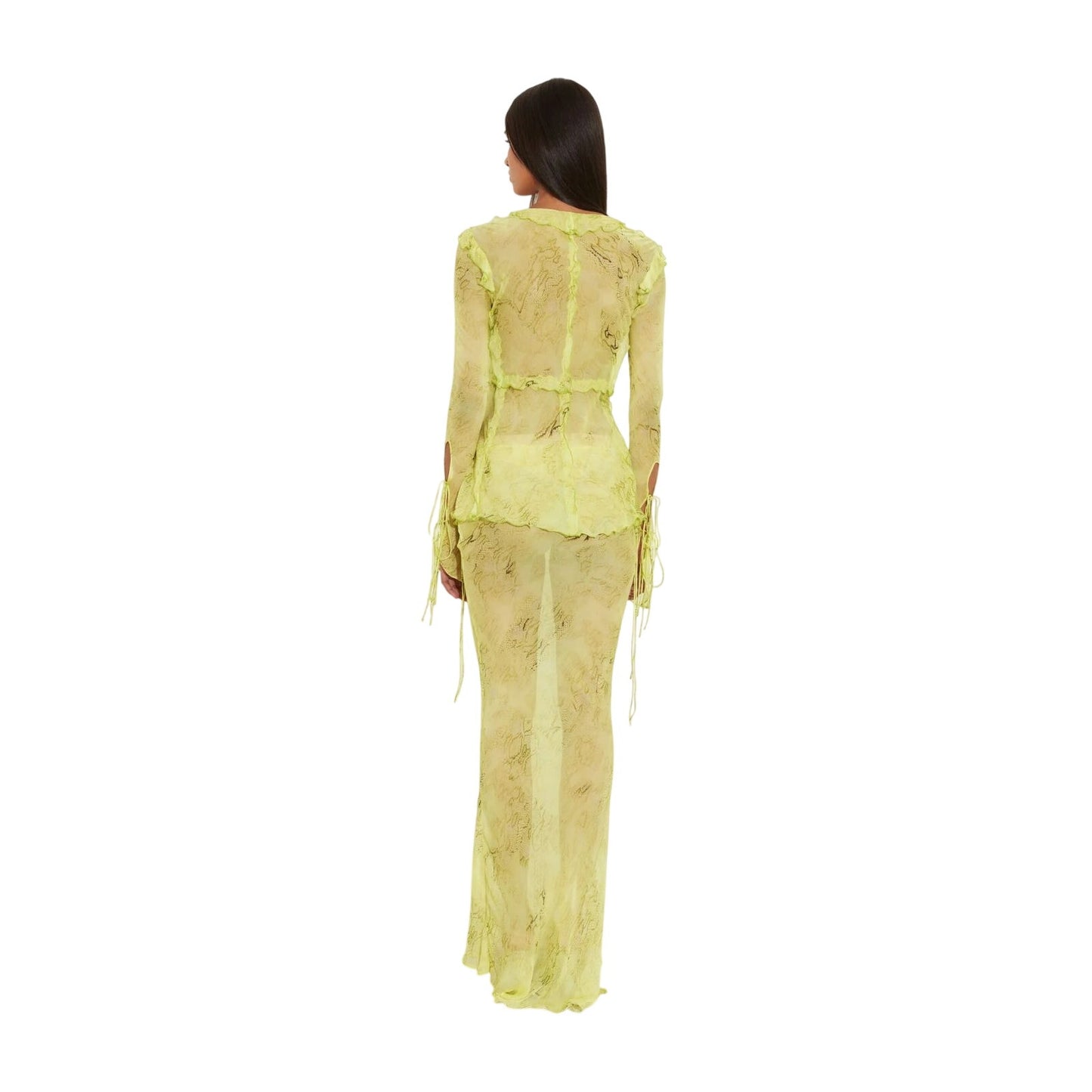 Rat & Boa Cobra Lime Sheer Mesh Co-Ord Blouse Maxi Skirt Set Women's Size XS/S