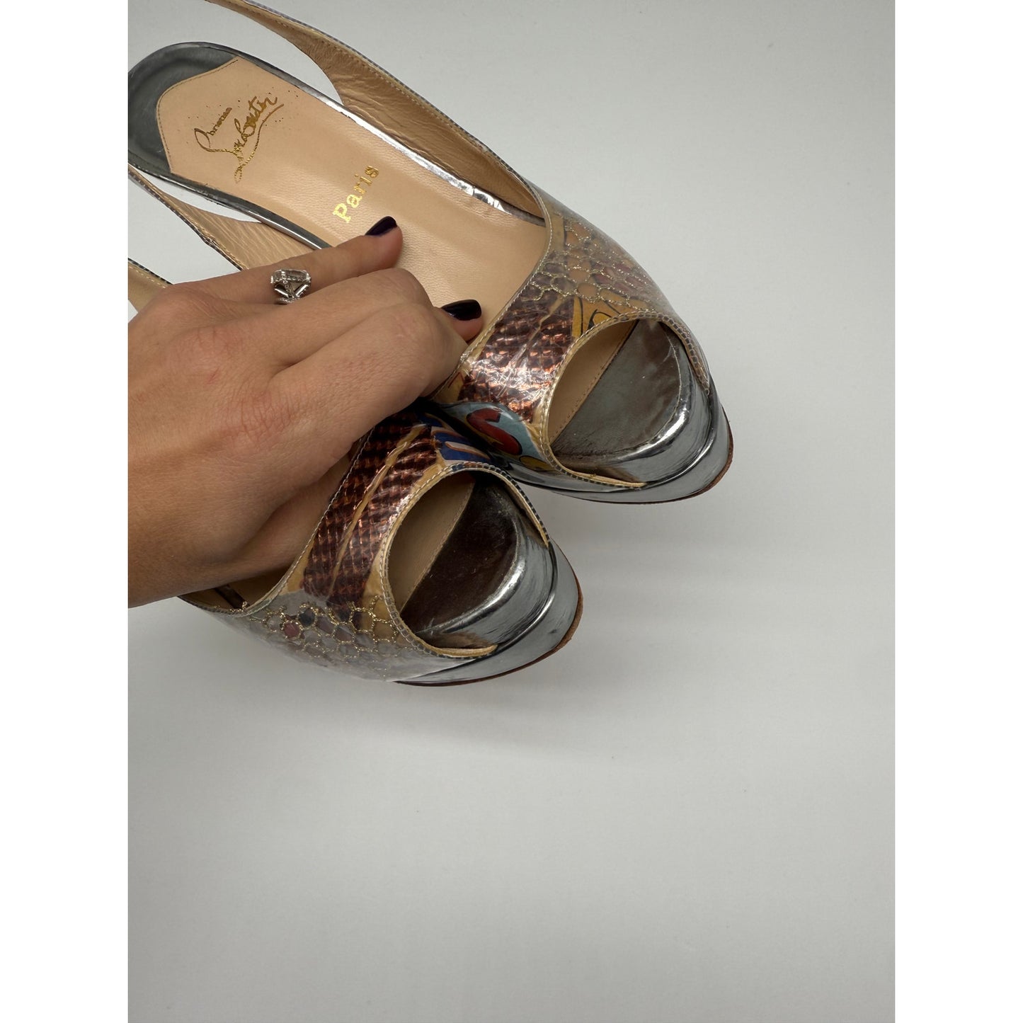 Christian Louboutin PVC Print Slingback Pumps Women's
