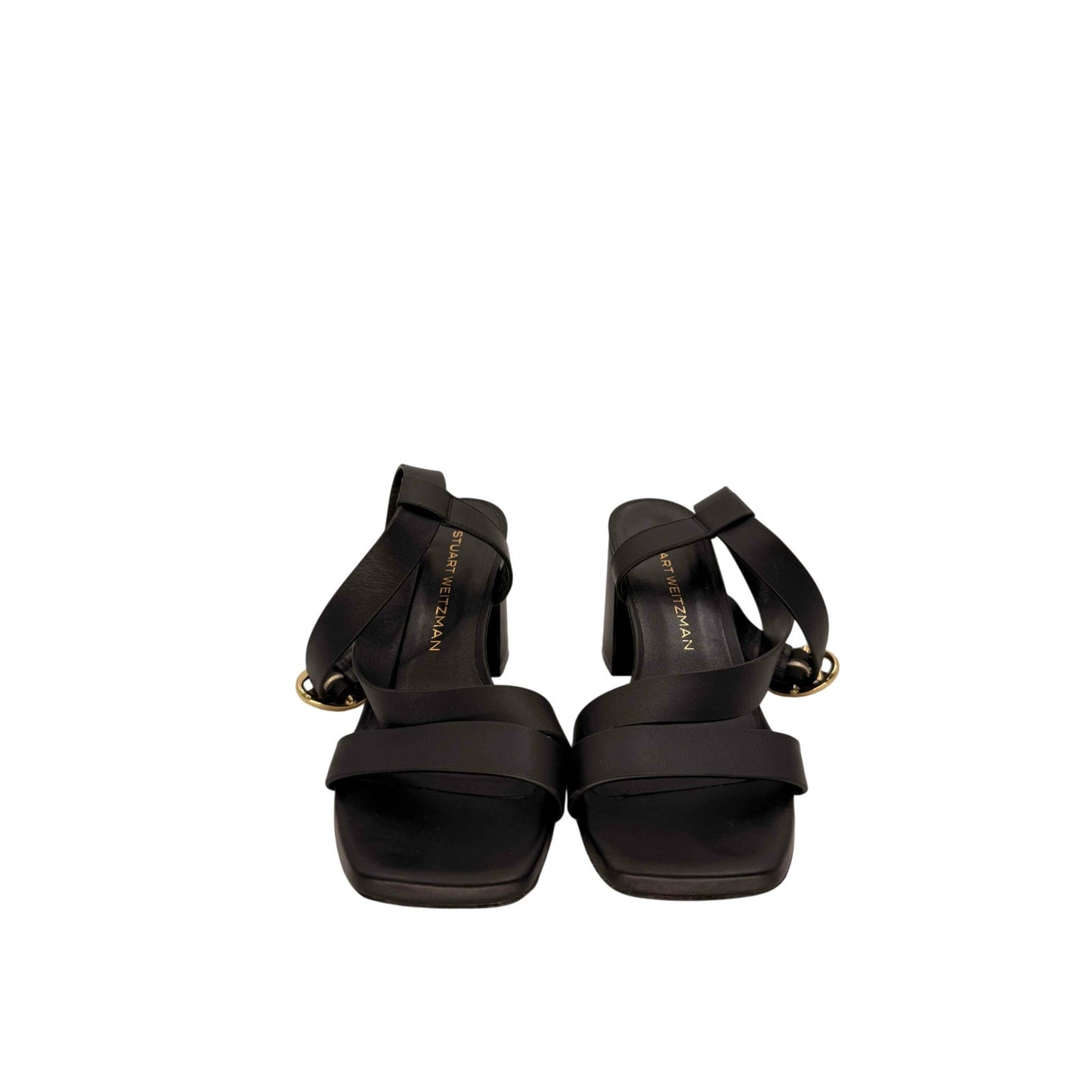 Stuart Weitzman Leather Benni Block-Heel Strappy Sandals
