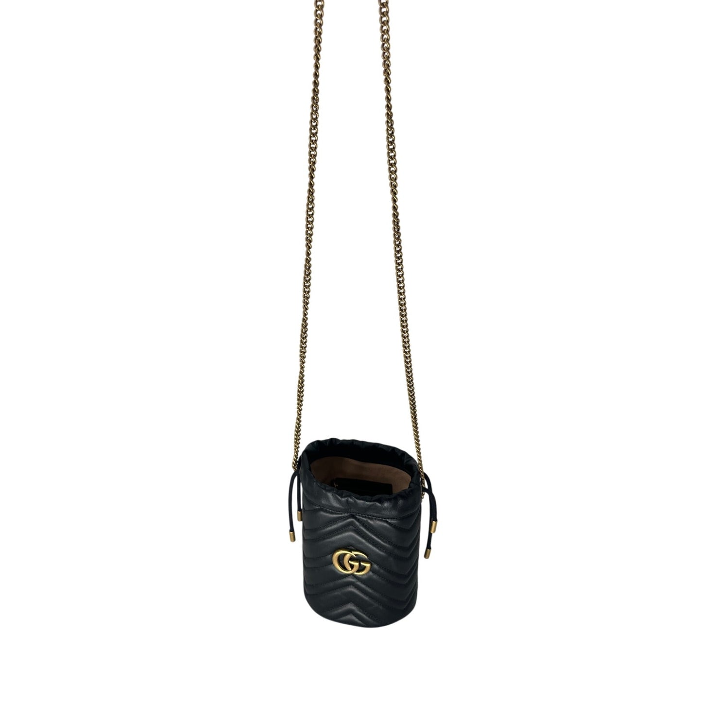 Gucci Leather Quilted GG Marmont Mini Bucket Bag