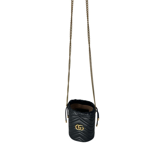 Gucci Leather Quilted GG Marmont Mini Bucket Bag