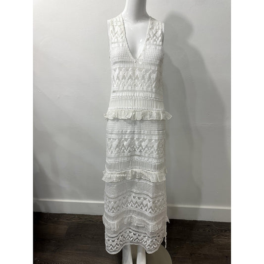 Kisuii Crochet-Style Maxi Cover-Up Dress White Women's Size XS