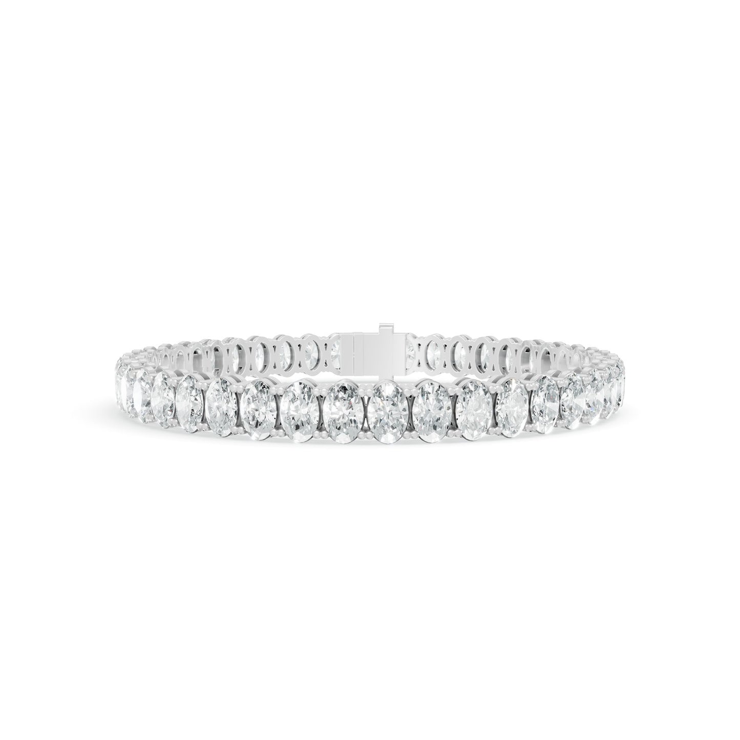 14.68 ctw Diamond Oval Braclate 14K White Gold Tennis Bracelet