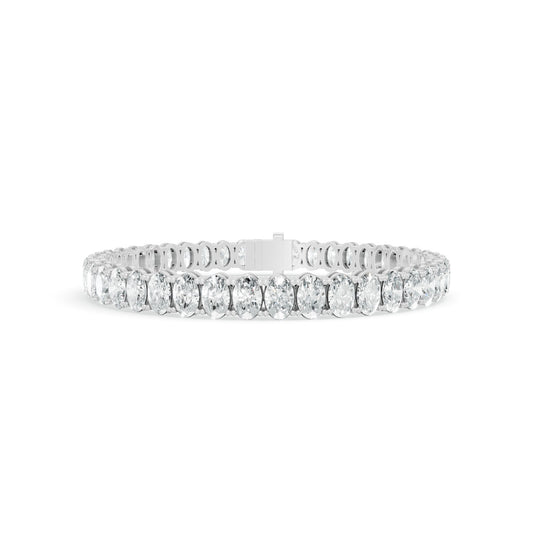 14.68 ctw Diamond Oval Braclate 14K White Gold Tennis Bracelet