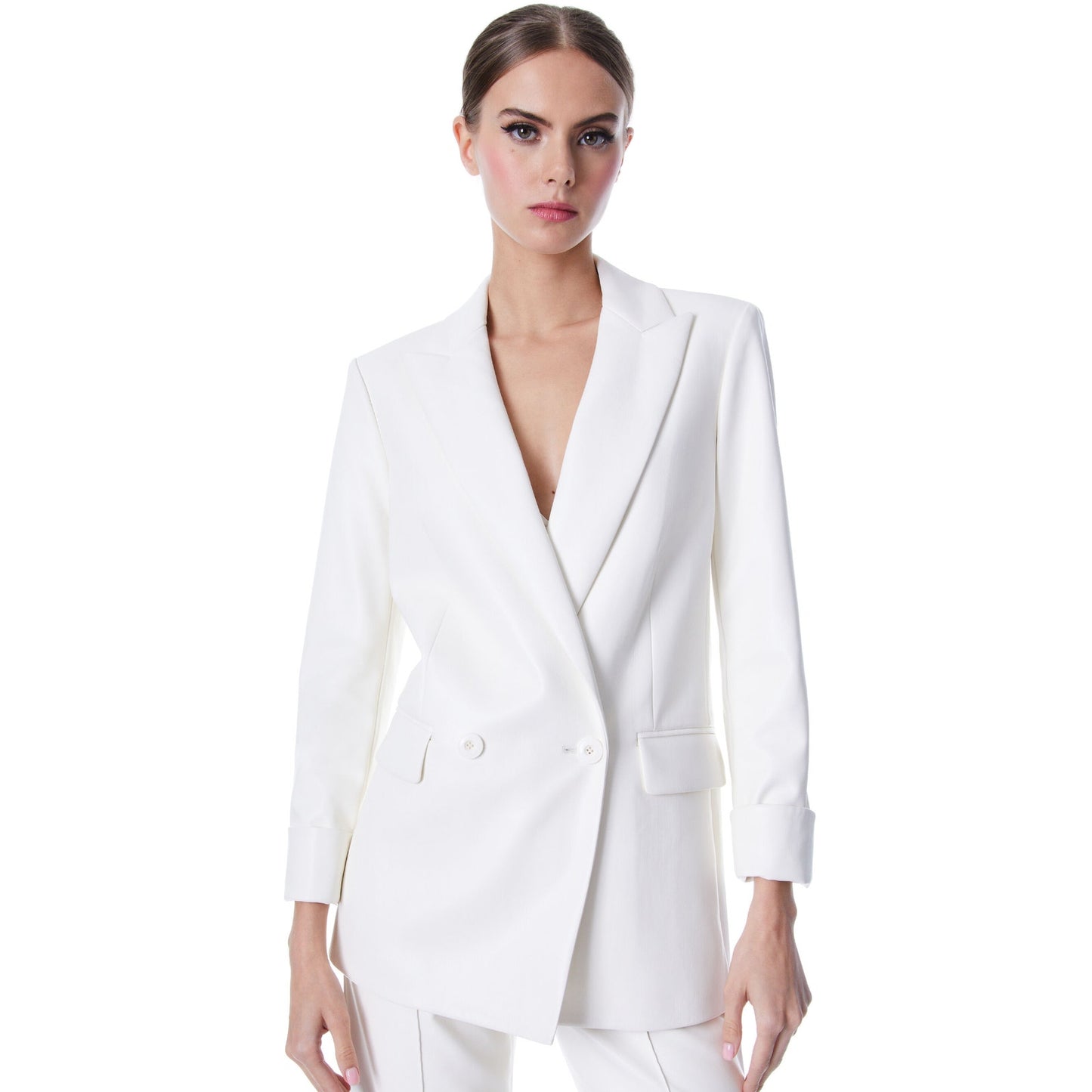 Alice + Olivia Justin Vegan Leather Double Breasted Blazer