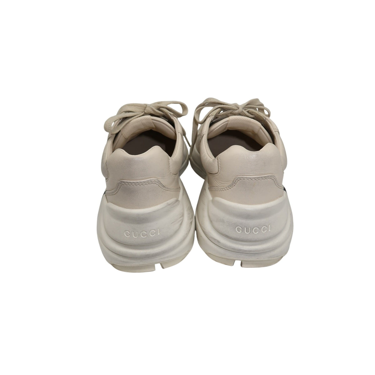 Gucci Rhyton Ivory Leather Mouth Print Lace-Up Low-Top Sneakers