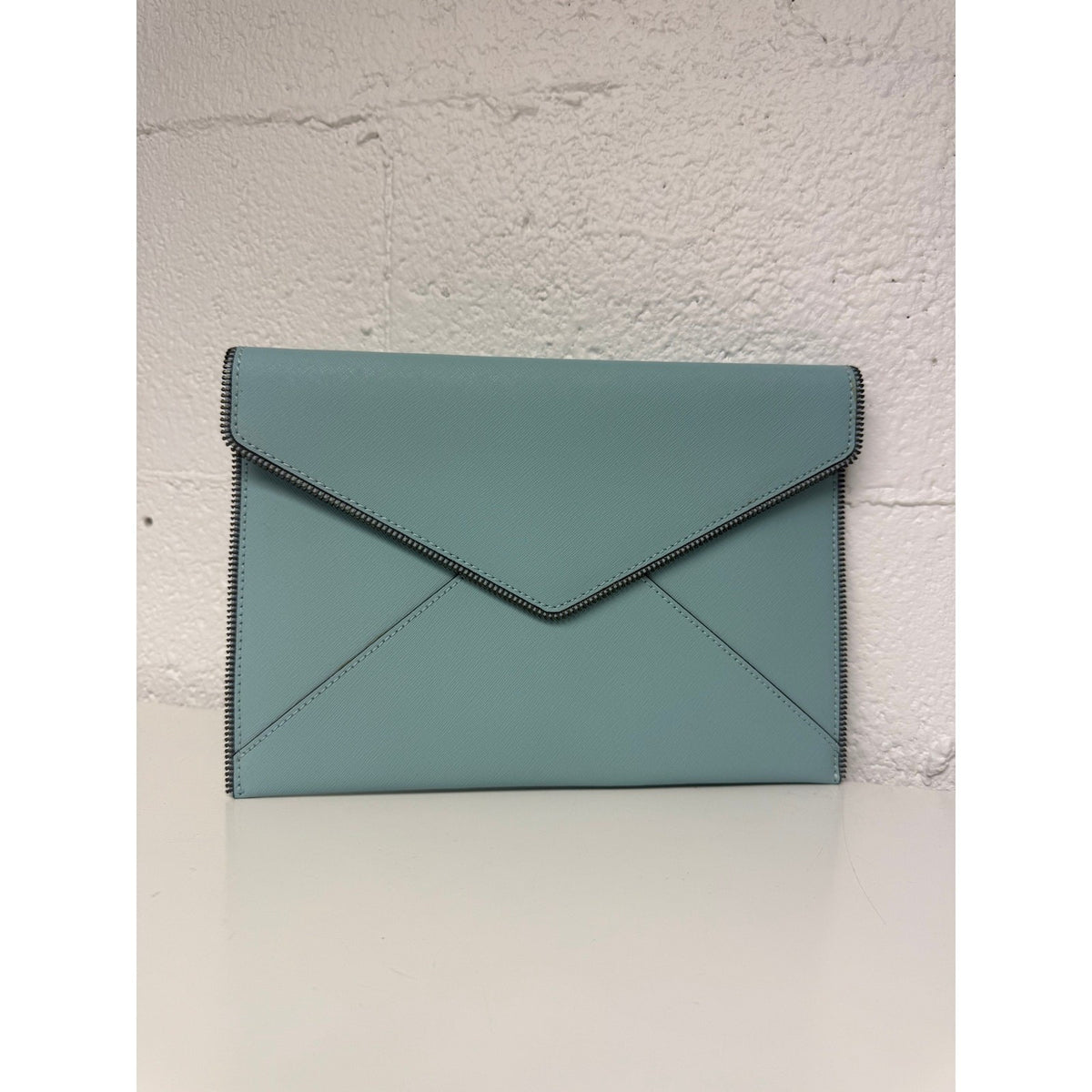 Rebecca Minkoff Leo Sea Mist Leather Envelope Clutch Bag Women's OS