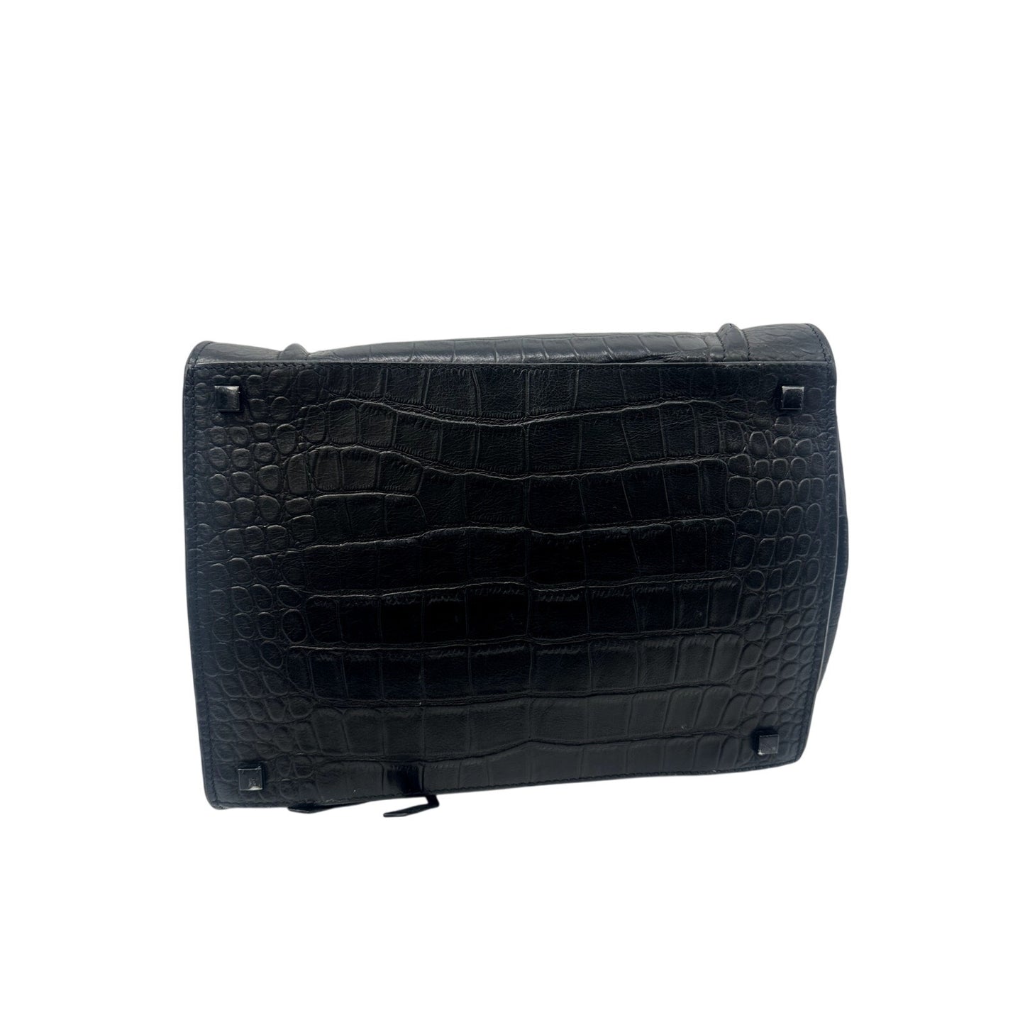 Celine Leather Croc Embossed Phantom Luggage Tote Bag